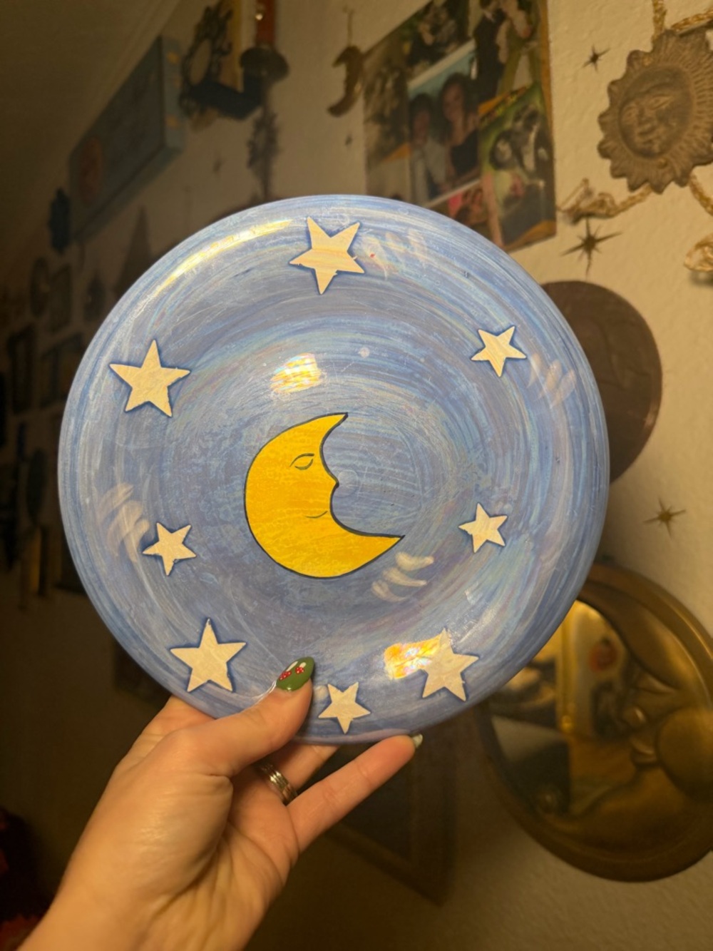 Whimsy Celestial Hand-Painted Blue Moon Plate